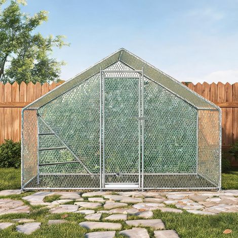Volière pour poules en métal 3 x 2m avec toit et échelle (1/5)