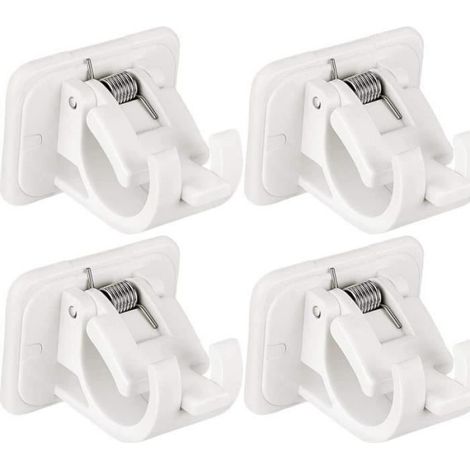 Support de Fixation pour Tringle à Rideaux - Crochet Auto-adhésif en Plastique - Pour Barre Transversale 15-22 mm - Lot de 4 (1/4)