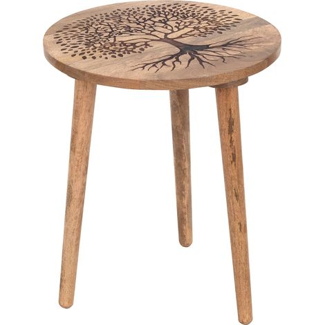 Signes Grimalt Mesa Auxiliar Muebles  Mesa Arbol De Vida Mueble Auxiliar Marrón 40x40x48cm 30931