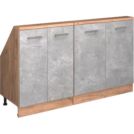 Ensembles de meuble de rangement sous pente Rion, Béton/force d'or Chêne, Lot de 2, Vicco