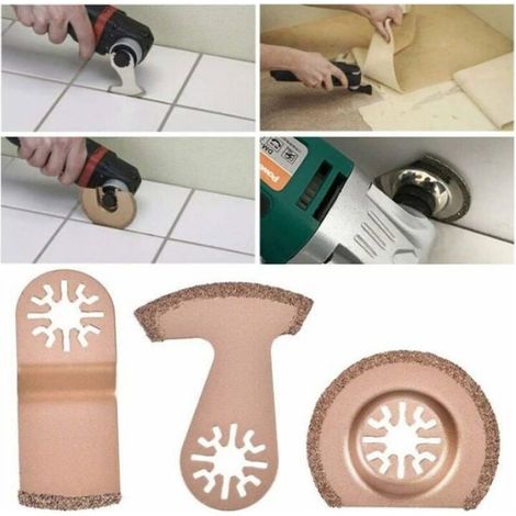Lame De Scie Segmentee - Carbure De Tungstene - Pour Outil Multifonction Vibrant - Carrelage Et Jointoiement - 3 Pieces (1/2)
