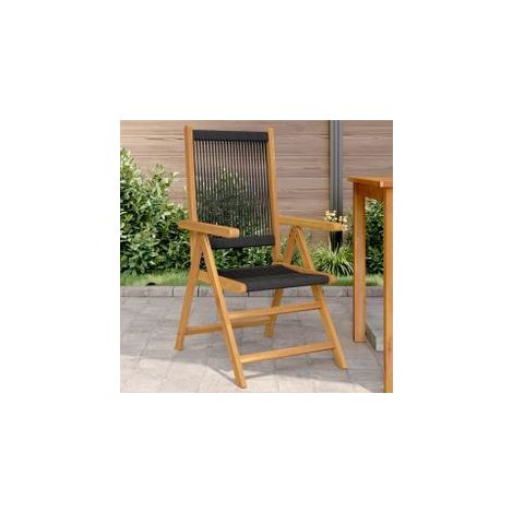 Chaises de jardin lot de 2 noir bois d'acacia et polypropylène (1/5)