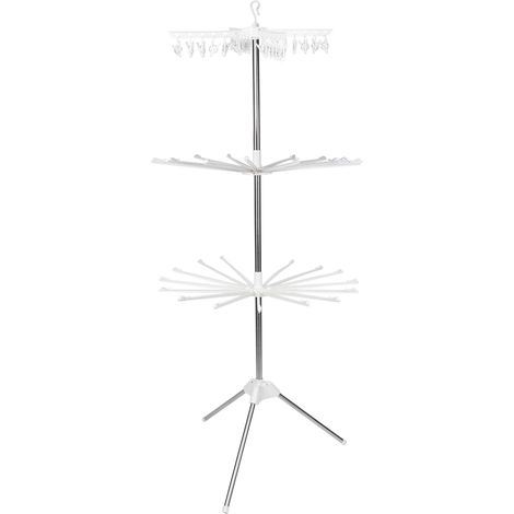 Stendibiancheria Girevole 3 Livelli – Altezza 170cm, Pieghevole – Acciaio Inox e PP – Design Moderno – Ideale per Balcone e Bagno (1/5)
