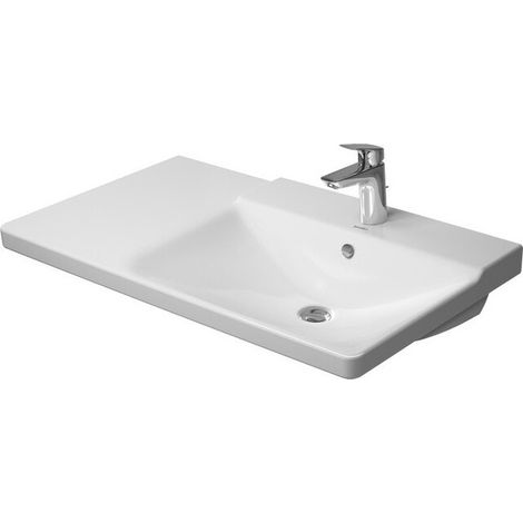 Duravit P3 Comforts mueble lavabo lavabo recto con plataforma para grifo rebosadero 850x500mm sin orificio para grifería blanco