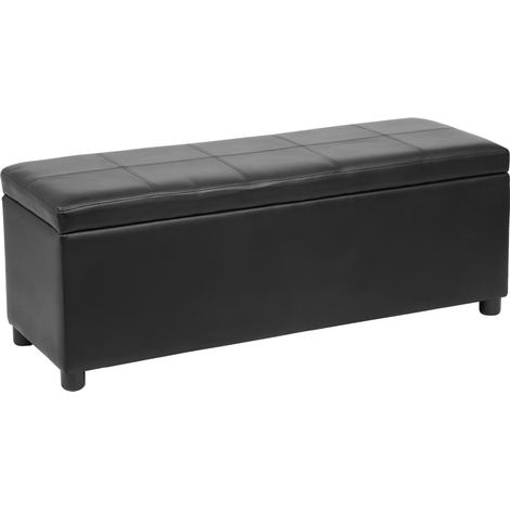Banco baúl con espacio de almacenamiento sintético negro 119x38x45cm 030001629