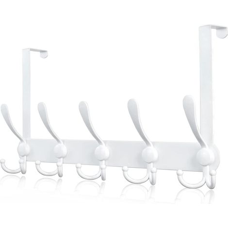 Porte Manteau pour Porte,Crochet de Porte pour Cadre d'épaisseur 4.5 cm, Patère de Porte à Suspendre pour Porte en Verre de Salle de Bain (Blanc, 15 crochets) (1/5)