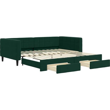 Maison Exclusive - Divano Letto Estraibile Cassetti Verde Scuro 100x200cm Velluto (1/5)