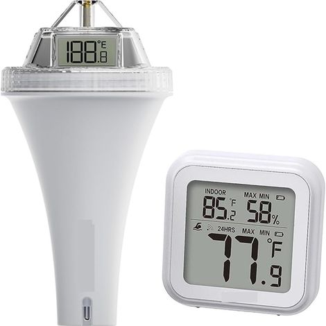 Thermomètre à Eau Thermomètre De Piscine Flottant Sans Fil, Étanche IPX7, Moniteur De Température De Piscine, Écran LCD 360°, Capteur De Température (1/4)