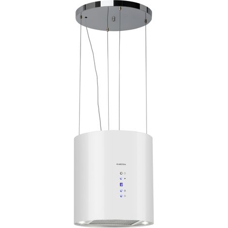 Klarstein Hotte Aspirante Ilot Central de Cuisine Silencieuse et Design, Débit d'air 558m³/h, Minuteur, 3 Modes, Hotte Aspirante Suspendue Sans Evacuation et Filtres à Charbon Actif, Hotte à Recyclage (1/6)