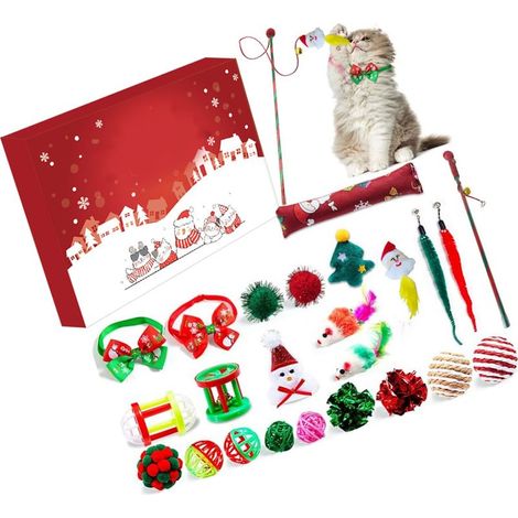 Calendrier De L'Avent Noël En Plastique Jouet Chat Mignon Boîte Mystère Surprise Pour Enfants Cadeaux Fête (1/4)