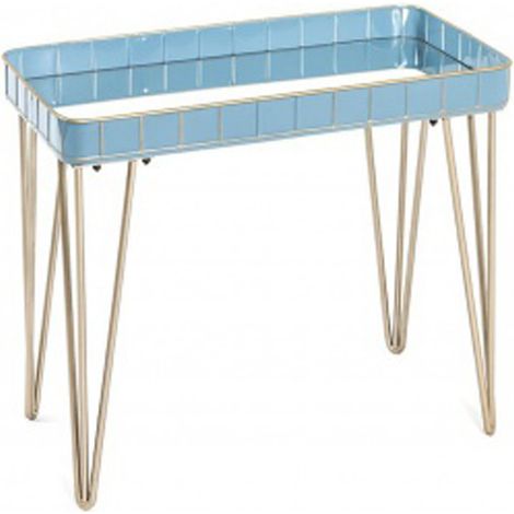 Table d'appoint coloris bleu-bronze en métal - L 60 x P 31 x H 54 cm -PEGANE-