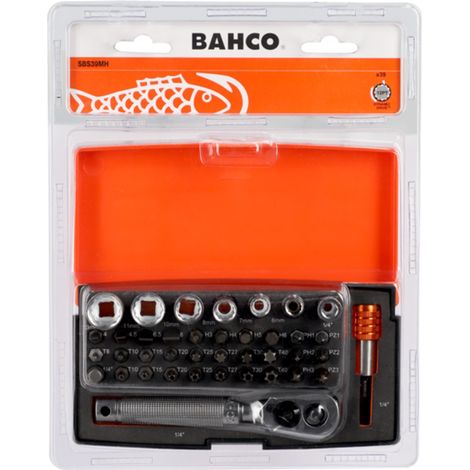 Bahco 1/4 Steckschlüssel-Satz, metrisch, Zwölfkant, inklusive Bits & Bithalter - 39-tlg. (1/3)