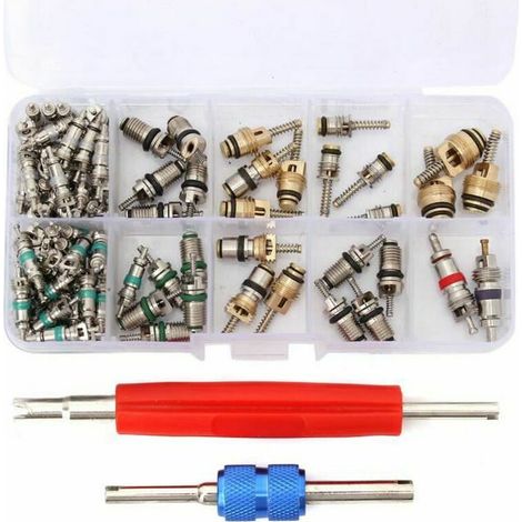 Ulisem – Packung mit 100 R12/R134A-Ventileinsätzen für Kfz-Klimaanlagen – Kupfer und Messing – Kompatibel mit Buick, Toyota, Honda, Volkswagen (1/4)