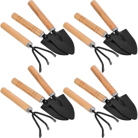 15 Pièces Ensemble Mini Outils de Jardinage pour Balcons et Plantes D'intérieur, Pelle et Râteau en Fer et Bois, Léger Compaction du Sol (1/5)