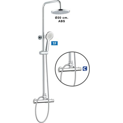 Columna de Ducha New Pacific con termostática, Rociador ABS de Ø20 cm. (1/2)