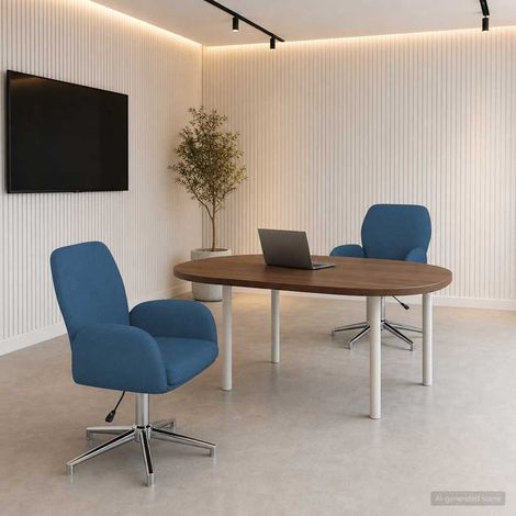 Lot de 2 chaises de bureau pivotantes 360° en tissu bleu, réglables, 54 x 58 x 90 cm - PANGIVO (1/5)
