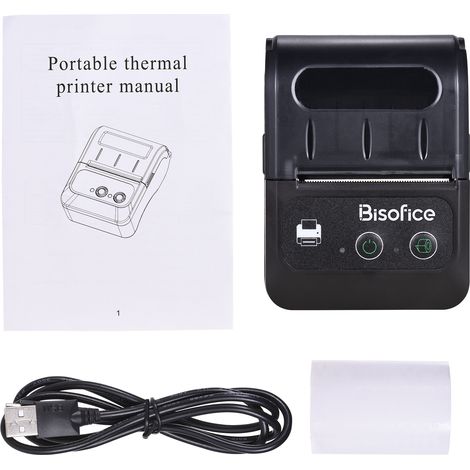 Imprimante de reçus thermique portable sans fil BT 58 mm 2 pouces Mini USB Bill POS Support mobile ESC/POS Commande d'impression Compatible avec Android/iOS/Windows pour les petites entreprises Restau (1/5)
