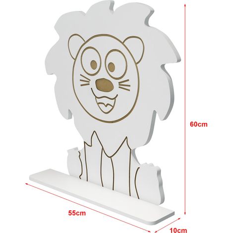 Estantería de diseño atemporal para salón/dormitorio mueble de almacenaje infantil de pared forma de león 60 x 55 x 11 cm blanco 030011256 (1/3)