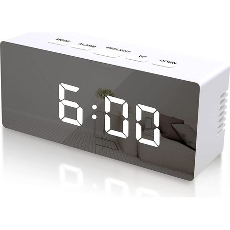 Réveil numérique LED avec surface miroir Blanc (1/5)