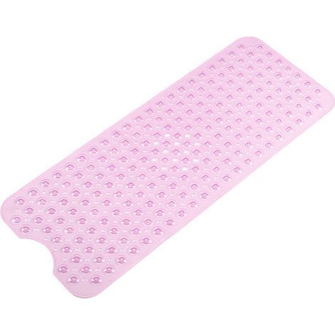 Tapis de douche de salle de bain 40x100cm, tapis antidérapant en PVC à longue bande avec ventouses pour la maison rose (1/5)