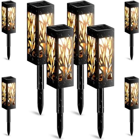 Lampe Solaire Exterieur, 8 Pièces Décoration Jardin Lanterne Solaire avec Lumière Blanche Chaude IP65 Étanche Lampe Solaire Exterieur Jardin pour Paysage, Passerelle, Pelouse, Étapes, Terrasses