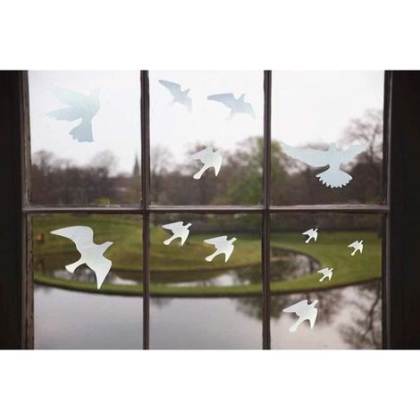 Stickers fenetre,Lot de 12 autocollants d\'alerte anti-collision pour fenêtre et porte en verre, protection des oiseaux - transparent (1/4)