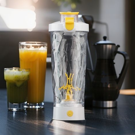 Tazza elettrica automatica per frullare, tazza per frullare proteine in polvere, tazza sportiva portatile, tazza leggera di grande capacità (bianca)