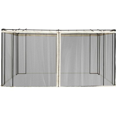 352 x 207cm Universal Replacement Mesh Sidewall Netting for Patio Gazebos and Canopy Tents, (Sidewall Only) Beige