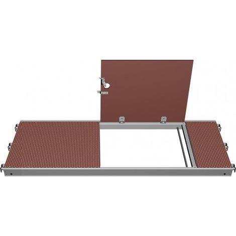 Layher – Plancher à trappe décalée sans échelle – Aluminium et contreplaqué bois – Largeur 0,61 m – Pour échafaudages multidirectionnels