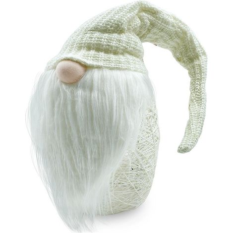 308034 Gnomo con sombrero PANNA 104 cm con mini luciérnagas y barba larga