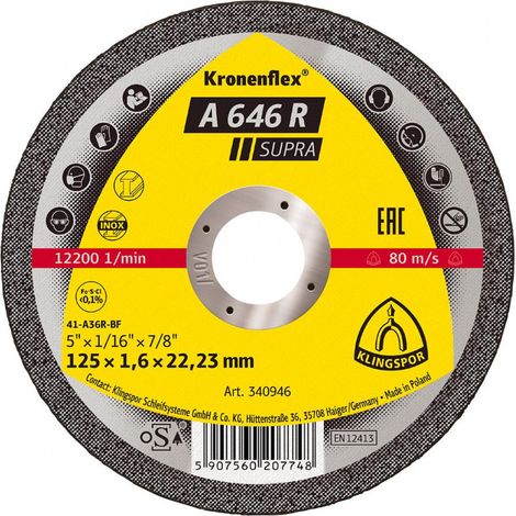 Un Corte De Disco 646 R 125X16Mm Gera. Klingspor
