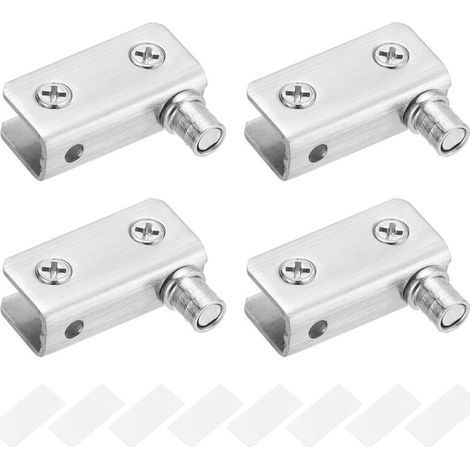 pair Paquet de 2  de porte en verre Charnière à pivot à 90 °, verre sans perforation, acier inoxydable, ajustement pour verre de 5-8mm