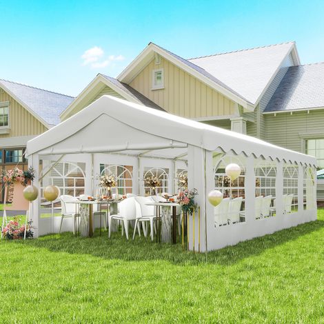 Carpa para Fiestas 4x8 m Carpa de Jardín con Paredes Extraíbles Puerta y Ventanas UPF50+ para Boda Camping Blanco (1/5)