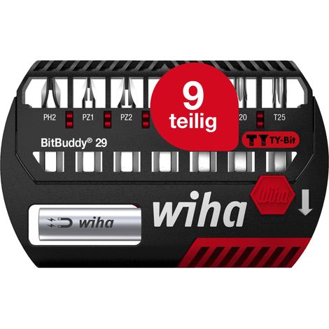 Wiha Bit Set BitBuddy I TY-Bit 29 mm I PH, PZ, TORX® 8-tlg. 1/4" C6,3 I magnetischer Bithalter I Impact- und Schlagschraubergeeignet (42138) (1/5)