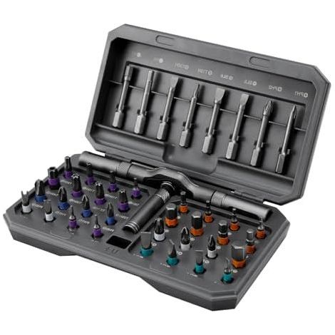 42-in-1 Magnetic Ratchet Screwdriver Kit – Aluminum Handle, Precision Bits, DIY Tools for Home Repair, Bicycles, Electronics (1/5)