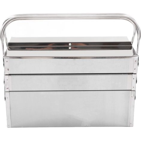 Coffre à outils métallique pliable Cantilever 350, 3 couches 5 plateaux, rangement d'atelier auto, acier inoxydable portable (1/5)