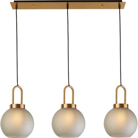 Suspension SNOWDROP 3L barre métal laiton avec verre depoli E27 3x60w max longueur 87 (1/3)