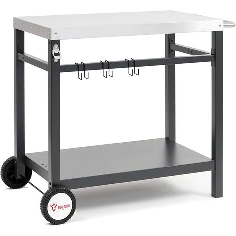 1 Chariot Barbecue Metal Avec Plan Travail Acier Inoxydable Et Roues Pour Cuisine Exterieur (1/5)