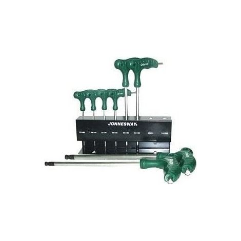 Juego de llaves Jonnesway Imbusy 8 piezas, modelo H10MB08S, para trabajo mecánico, incluye llaves de bola, alta durabilidad, diseño ergonómico, medidas 2-10 mm