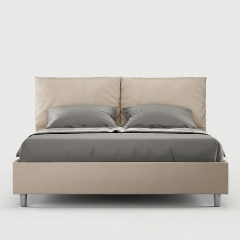 Cama doble container 160x200 cabecero con cojines Antea M1 - Beige