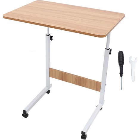 Mobiler Tisch auf Rollen für Sofa und Bett, höhenverstellbarer Computertisch, Nussbaum, 80×40 cm für Laptop (1/5)