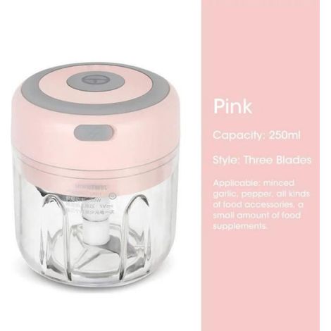 Mini hachoir de cuisine électrique,broyeur,hachoir à viande portable,hachoir à légumes,gadgets de cuisine,USB,1995- 105-Pink-250ml