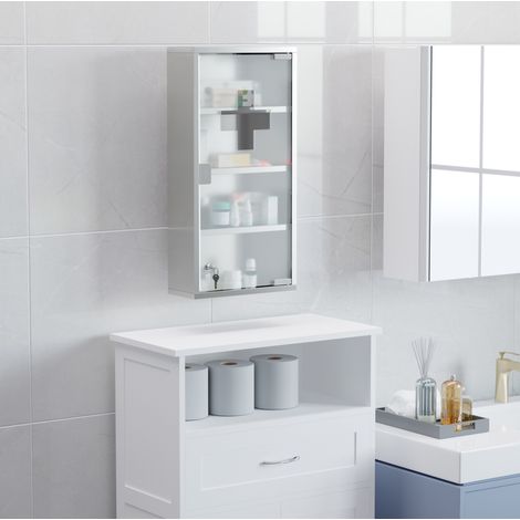 Armadietto portamedicinali con serratura in acciaio inox 30 x 12 x 60 cm (1/5)