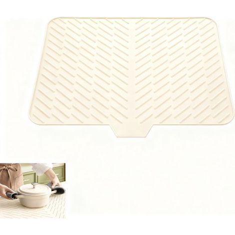Abtropfmatte，Abtropfmatte für Arbeitsplatten，Küchenabtropfmatte，Geschirrtrockenmatte，Silikon-Abtropfmatte，58,4 x 43,2 cm，Weiß (1/5)