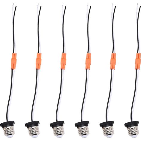 E26-Adapter mit 6 Anschlusskabeln – Anschluss für LED-Lampenfassungen, 36 cm, schwarz/weißes Kabel, feuerfest, 660 W (1/5)