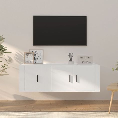 2 Piece TV Cabinet Set White Engineered Wood vidaXL (1/5)