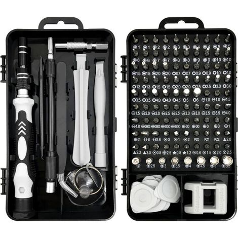 Jeu de tournevis polyvalents 115 en 1, jeu de tournevis de précision, kit de démontage pour ordinateur portable, adapté aux smartphones, iPads, tablettes, produits électroniques (1/5)