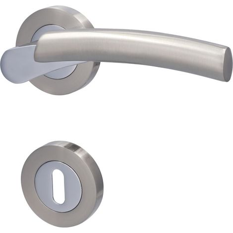 Alpertec Rosettengarnitur Solid 7 Edelstahl silber rund Beschläge