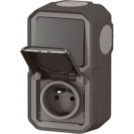 Plexo Interruptor y Toma 2p+t Vertical Anthracita - Legrand