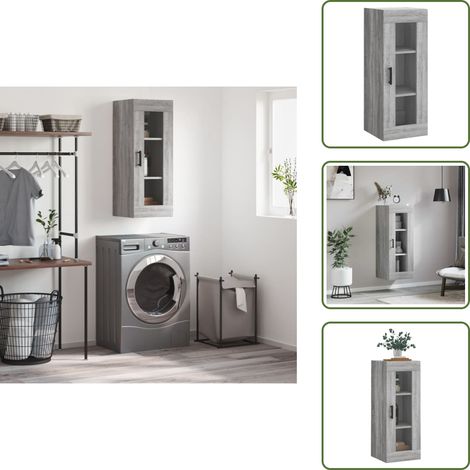 Armoire murale sonoma gris 34,5x34x90 cm - Armoire Murale - Meuble De Rangement - Armoire Suspendu - Buffet - Étagère Murale (1/5)